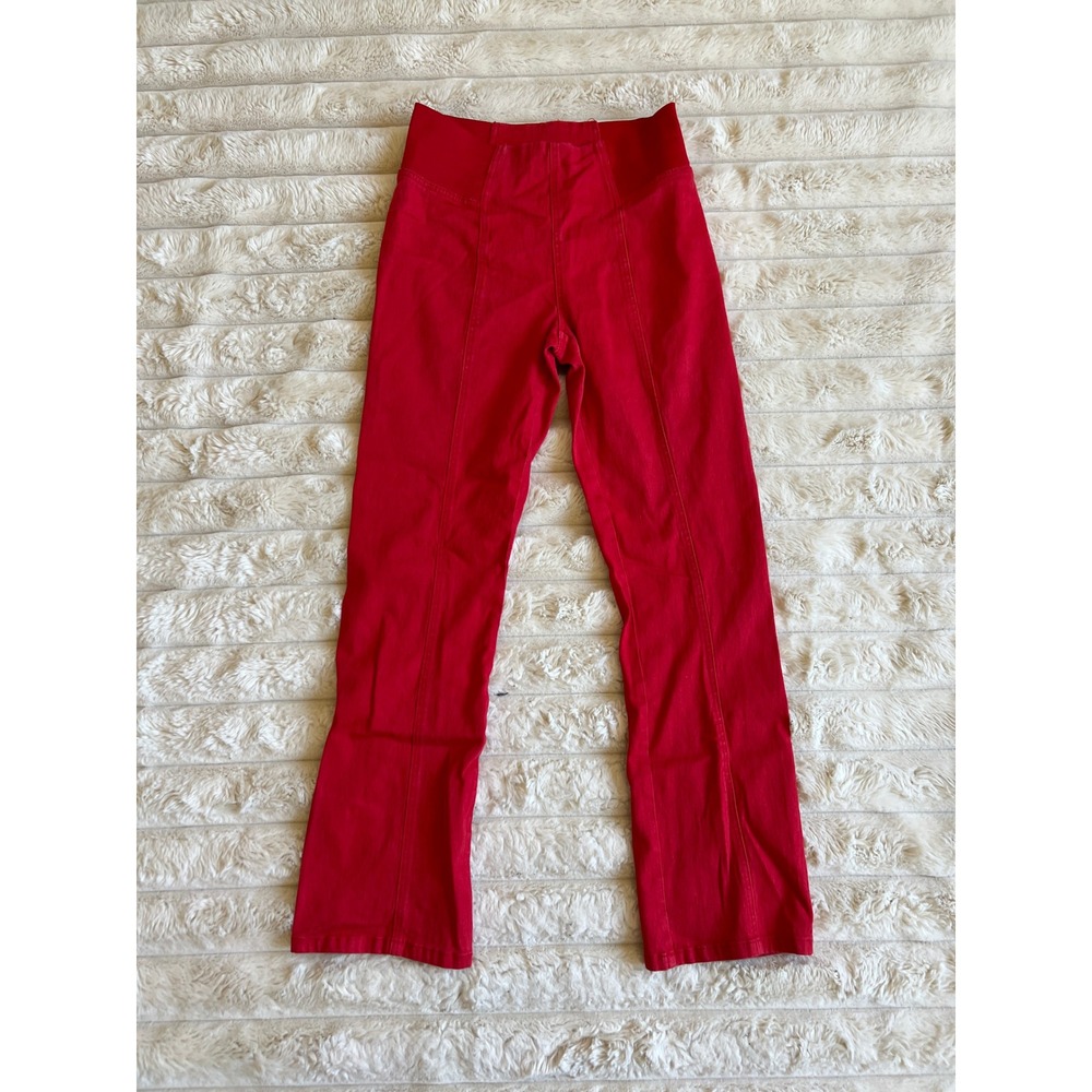 Diane Gilman Women's High Red Straight Leg Pull On Elastic Waist Pants MT